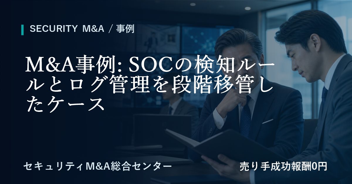 M&A事例: SOCの検知ルールとログ管理を段階移管したケース