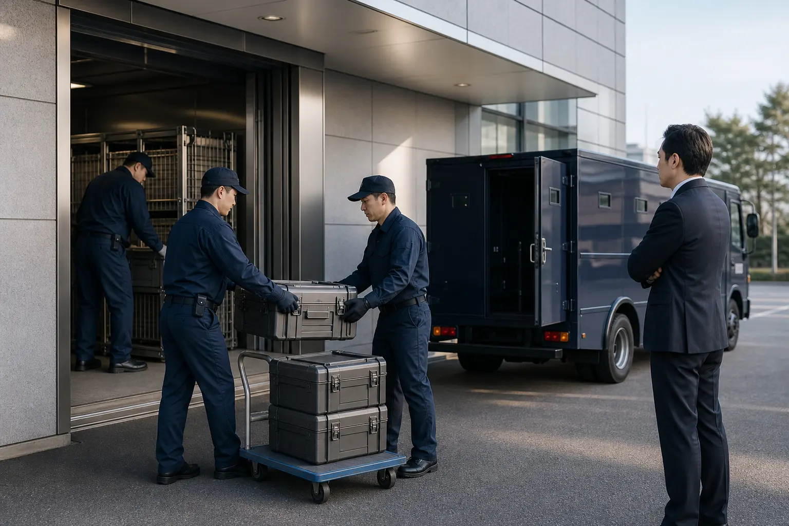 3号警備 M&Aで貴重品運搬事業の承継計画を確認する経営者と責任者